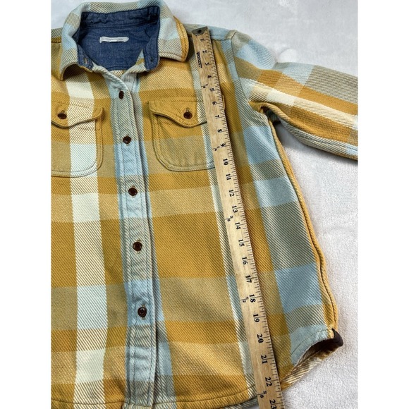 OUTERKNOWN Blanket Shirt Womens XS / S  Yellow Light Blue Plaid - Picture 12 of 14